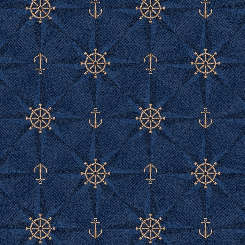 10'x12' Custom Area Rug Mariners Tale, Nylon Stainmaster Carpet, Blue