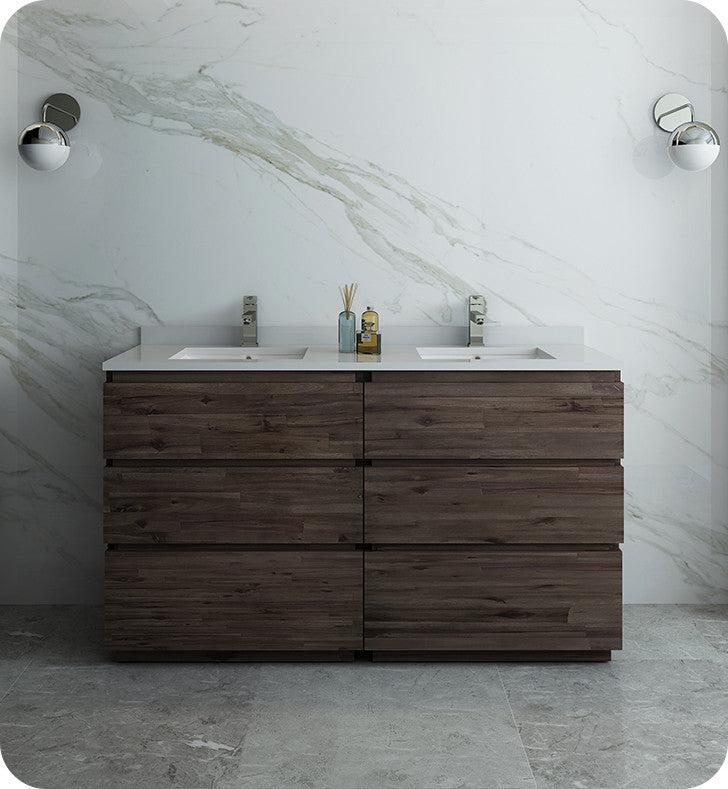 Formosa Floor Standing Double Sink Modern Bathroom Cabinet, 58"