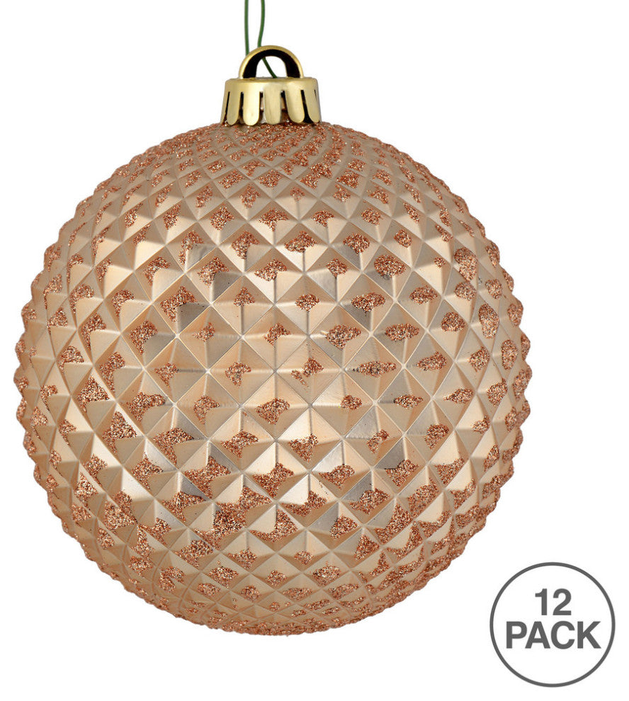 Vickerman N188480D 2.75" Cafe Latte Durian Glitter Ball Ornament, 12 Per Bag