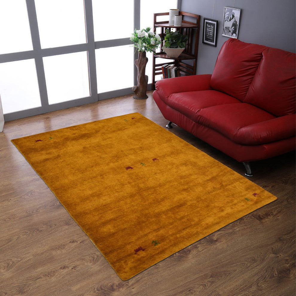 HAND KNOTTED LOOM SILK ECO-FRIENDLY AREA RUGS -6'x9',Rectangle,Gold,Contemporary