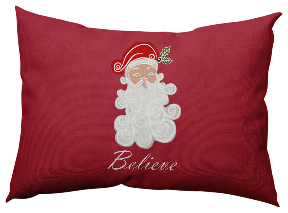 Believe in Santa Decorative Throw Pillow, Muted Red, 14"x20"