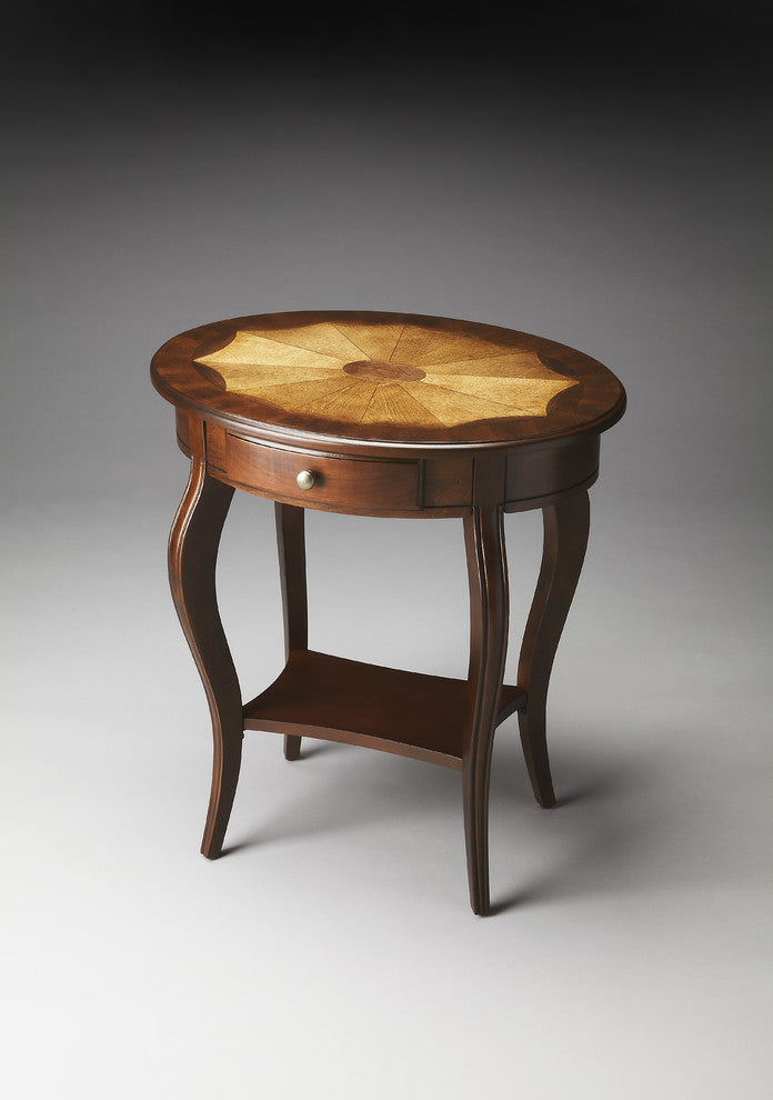 Jeanette Oval Accent Table, Dark Brown