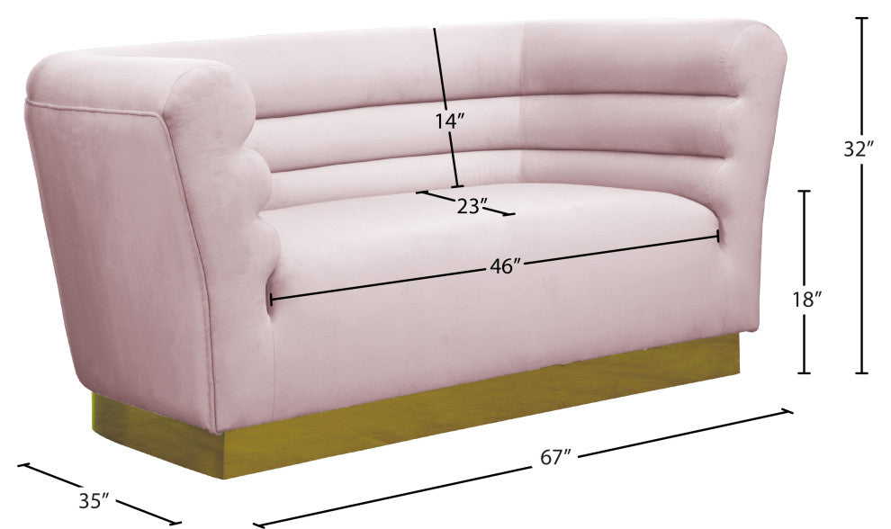 Bellini Velvet Upholstered Loveseat, Pink