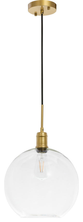 Living District Emett 1-Light Metal Pendant in Brass and Clear Glass