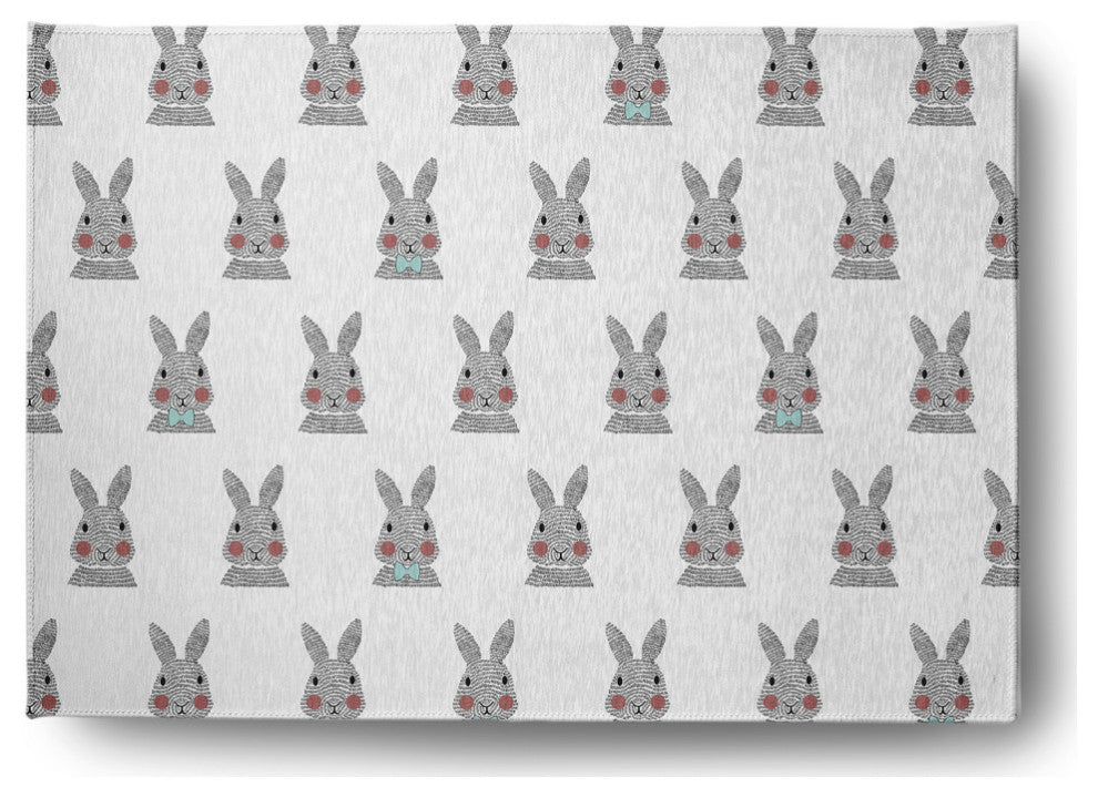 Bunny Fluffle Easter Chenille Rug, Wave Top Blue, 5'x7'