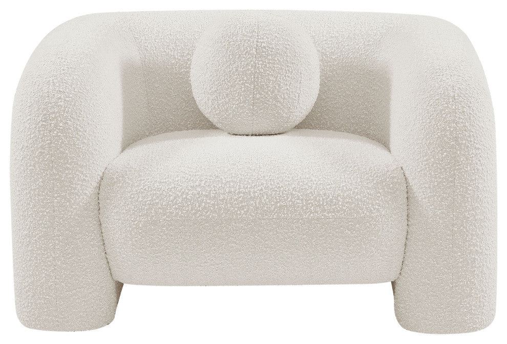 Emory Boucle Fabric Upholstered Upholstered Chair, Cream