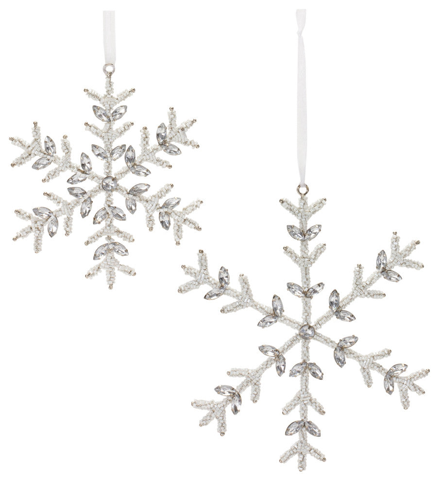 Jeweled Metal Snowflake Ornament, 12-Piece Set