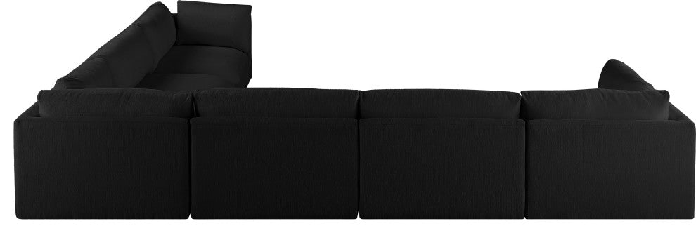 Ease Fabric Upholstered L-Shaped Modular Sectional, Black, 6 Piece: 3 Corner, 3 Armless