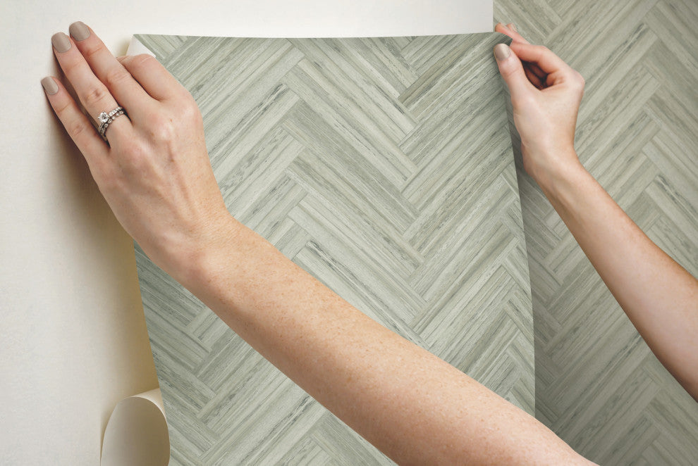Hermosa Herringbone Brown Peel and Stick Wallpaper