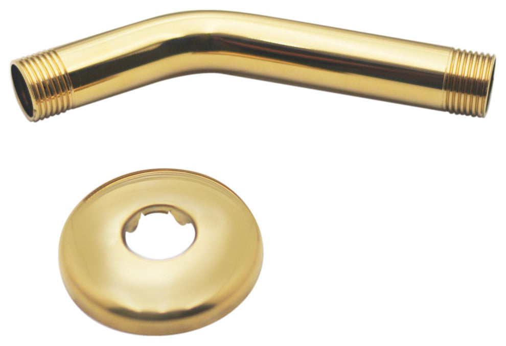 6" Shower Arm In Polished Brass, Polished Brass