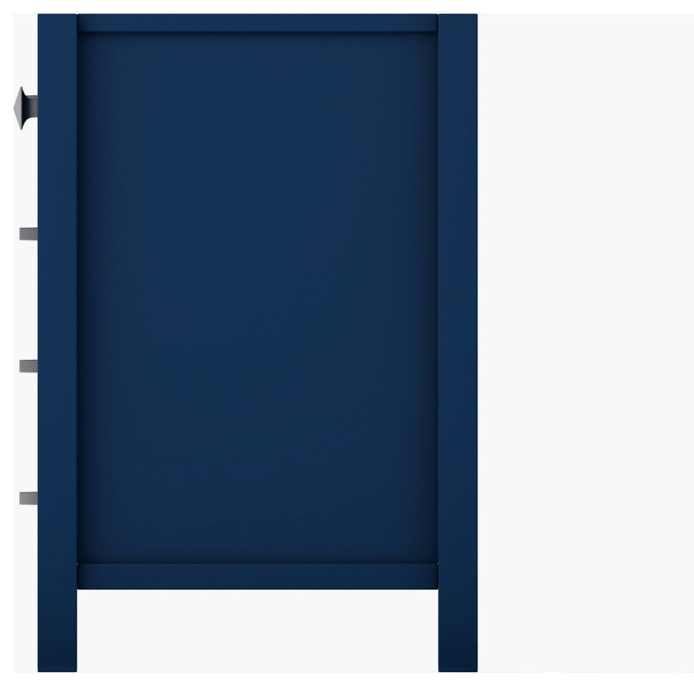 Yamyam 35" Right Offset Single Vanity, Base Only, Blue, Chrome Handles
