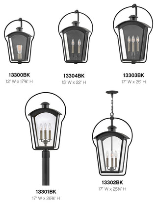 Hinkley Yale Large Wall Mount Lantern, Black