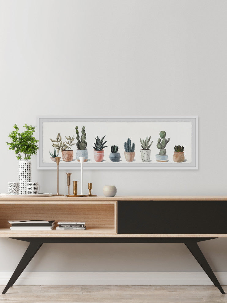 "Succulent Plant Collection" Framed Painting Print, 30x10