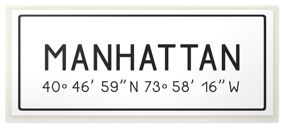 Plate City Coordinates Manhattan Wall Plaque Art, 7x17