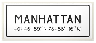 Plate City Coordinates Manhattan Wall Plaque Art, 7x17