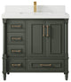 Aberdeen 36 Center Sink Bath Vanity in Pewter Green 2" White Quartz