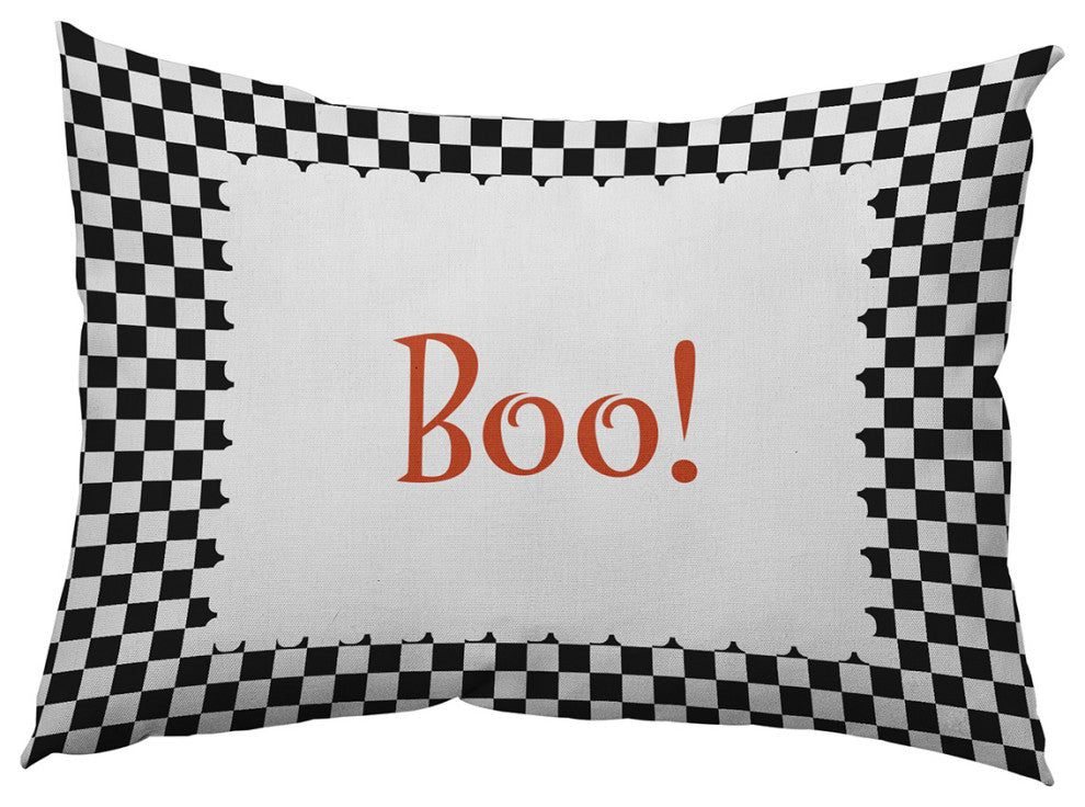 Halloween Boo Checks Accent Pillow, Black, 14"x20"