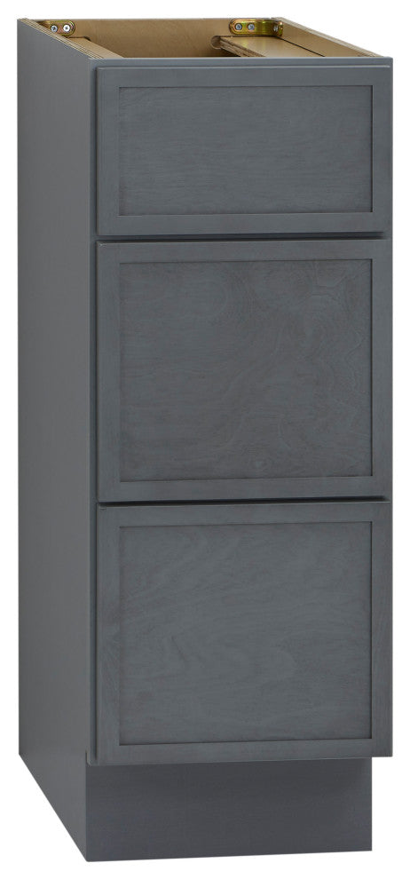 Vanity Art Birch Plywood Single Base Storage Cabinet, Smoky Gray, 12 Inch (3 Drawers)