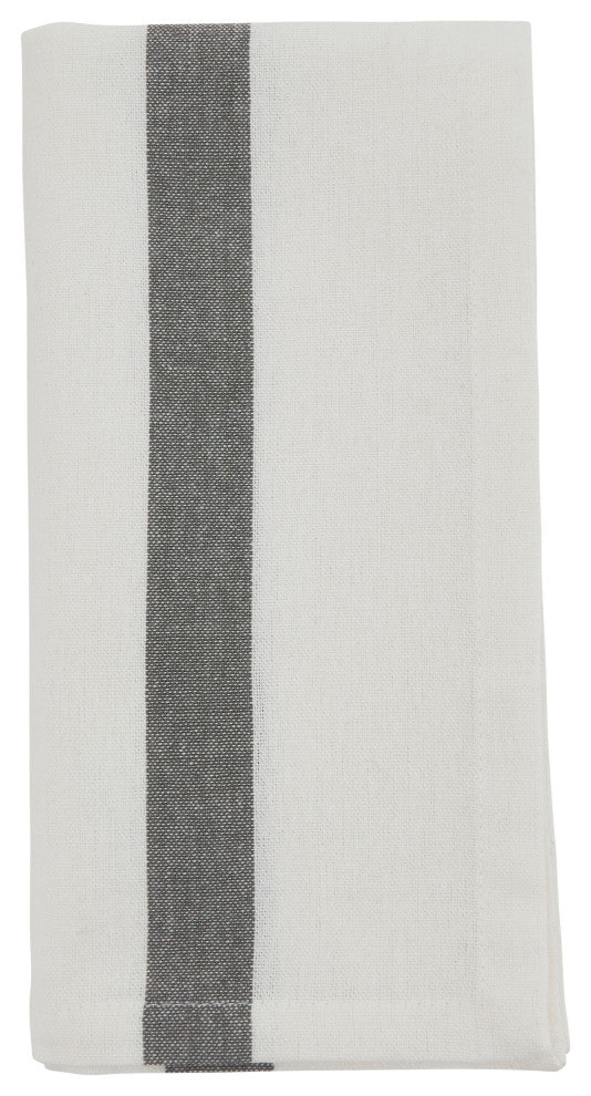 Table Napkins With Banded Design, Set of 4, White