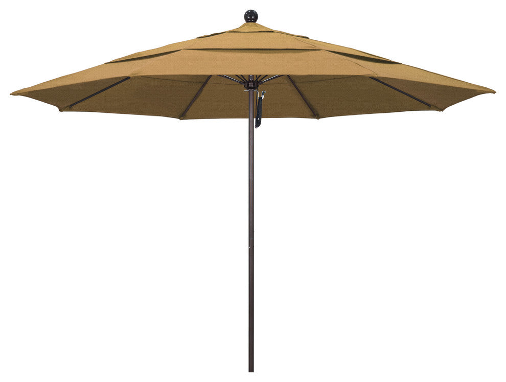11' Fiberglass Umbrella Bronze, Olefin, Straw, 11'