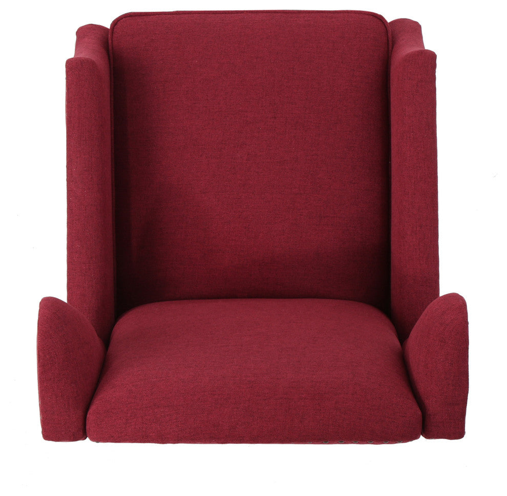 GDF Studio Weyland Contemporary Fabric Wingback Pushback Recliner, Deep Red