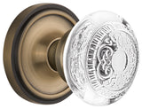 Classic Rosette Double Dummy Crystal Egg and Dart Knob, Antique Brass, CLACED
