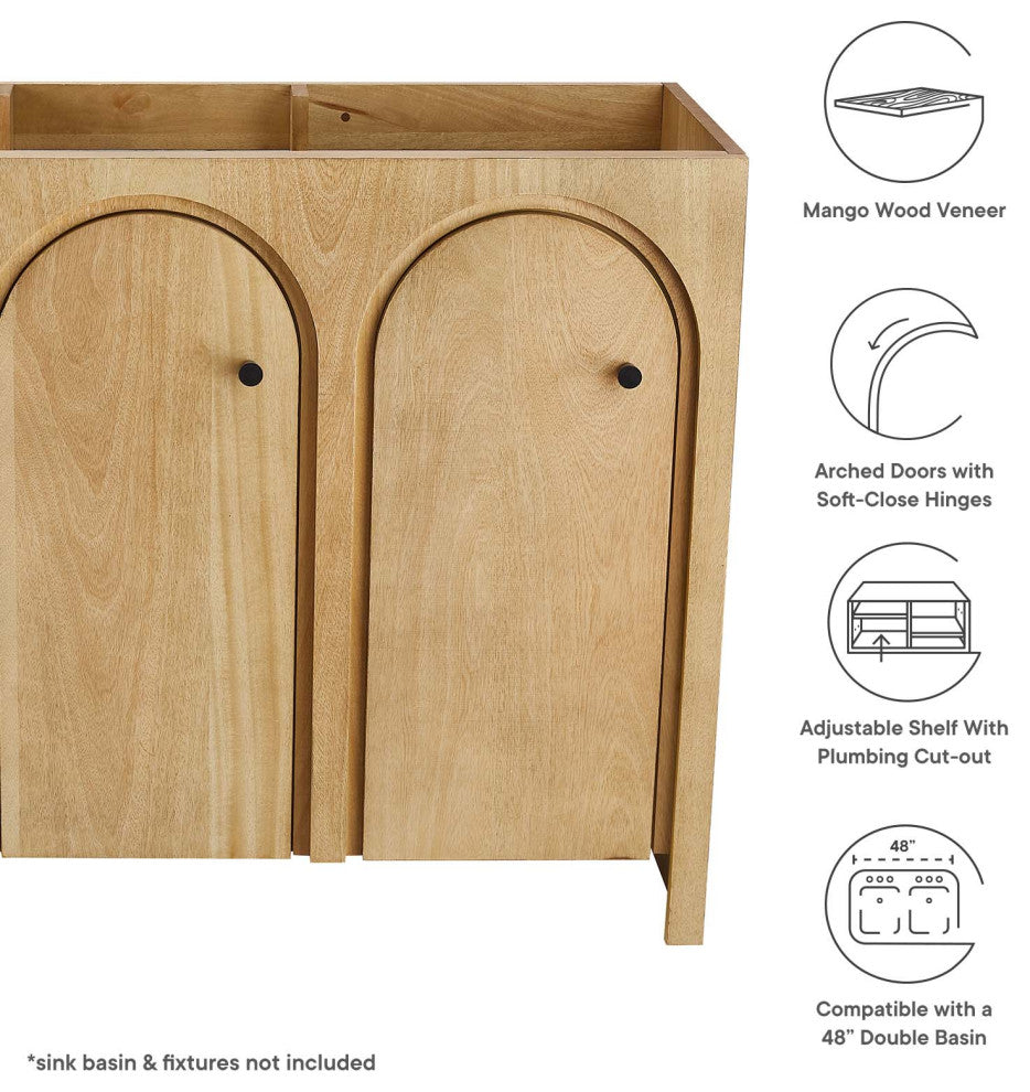 Appia 48" Bathroom Vanity Cabinet (Sink Basin Not Included) - Oak