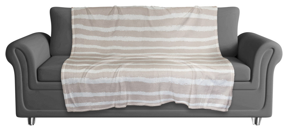 Gray Stripes on White 50x60 Coral Fleece Blanket