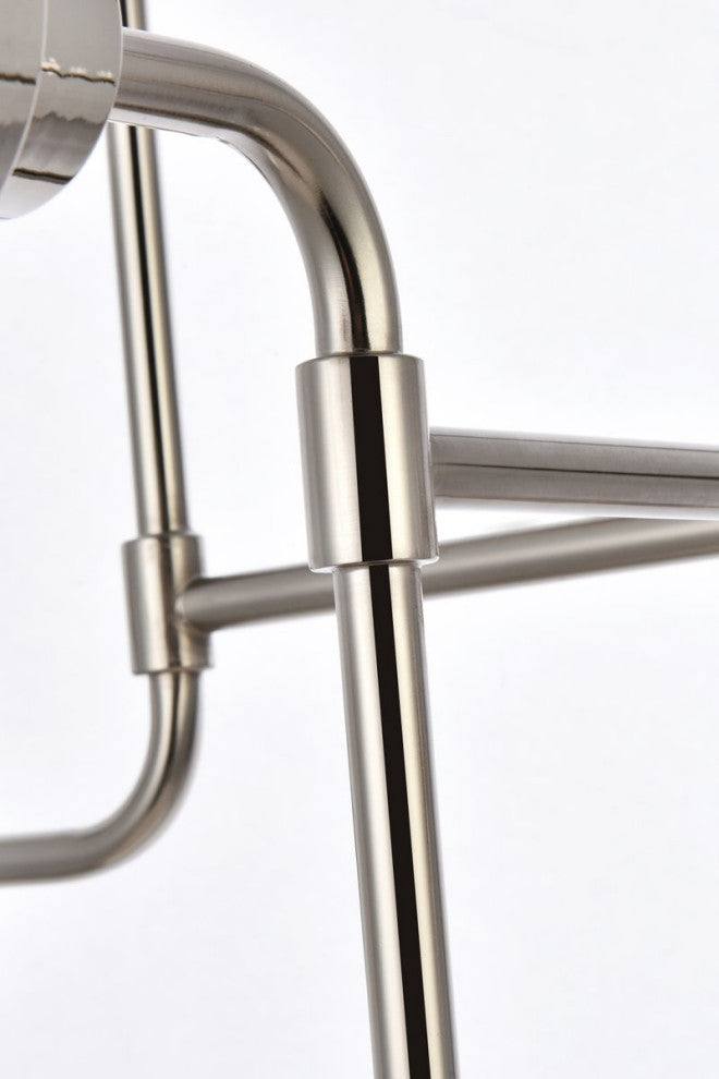 Helen 8-Light Pendant, Polished Nickel With Frosted Shade