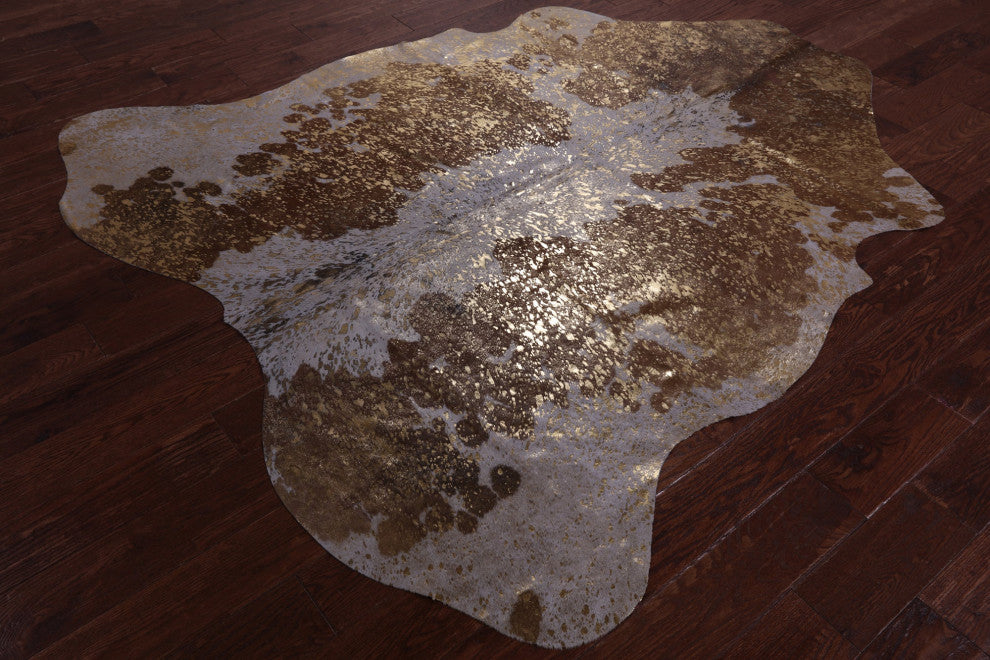 Gold Metallic Cowhide Rug 7' 0" X 6' 3" C2114