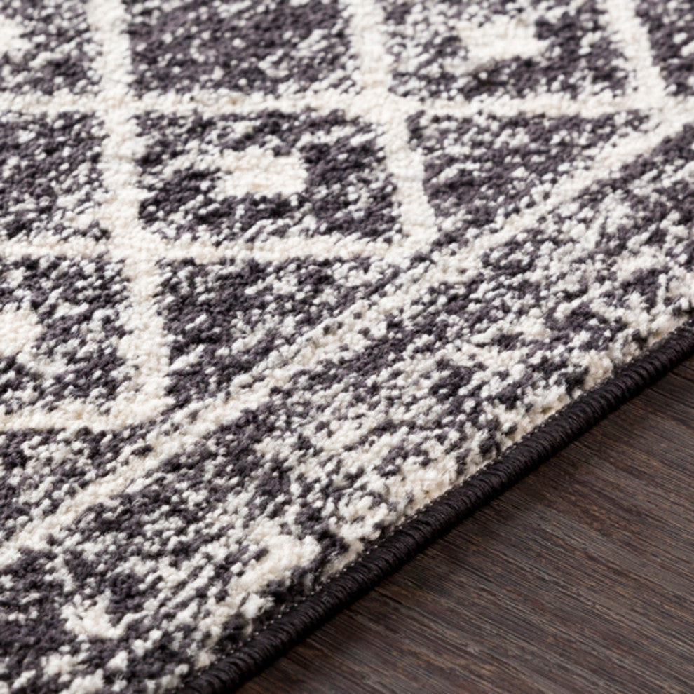 Elaziz Bohemian Global Gray, Black Area Rug, 2'x3'