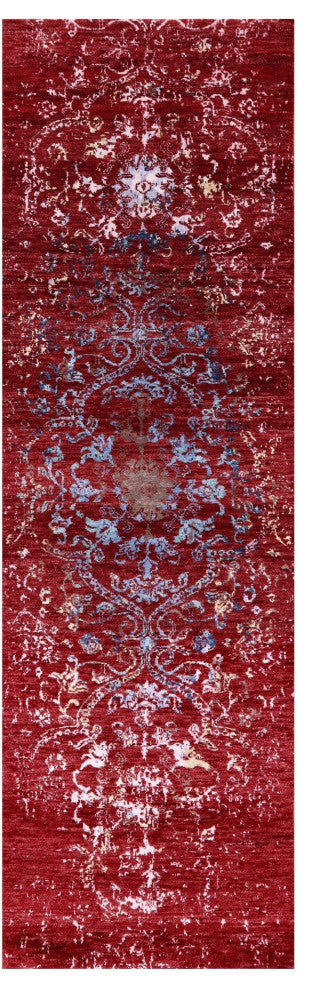 2' 5" X 8' Runner Modern Wool and Silk Handmade Rug Q6307