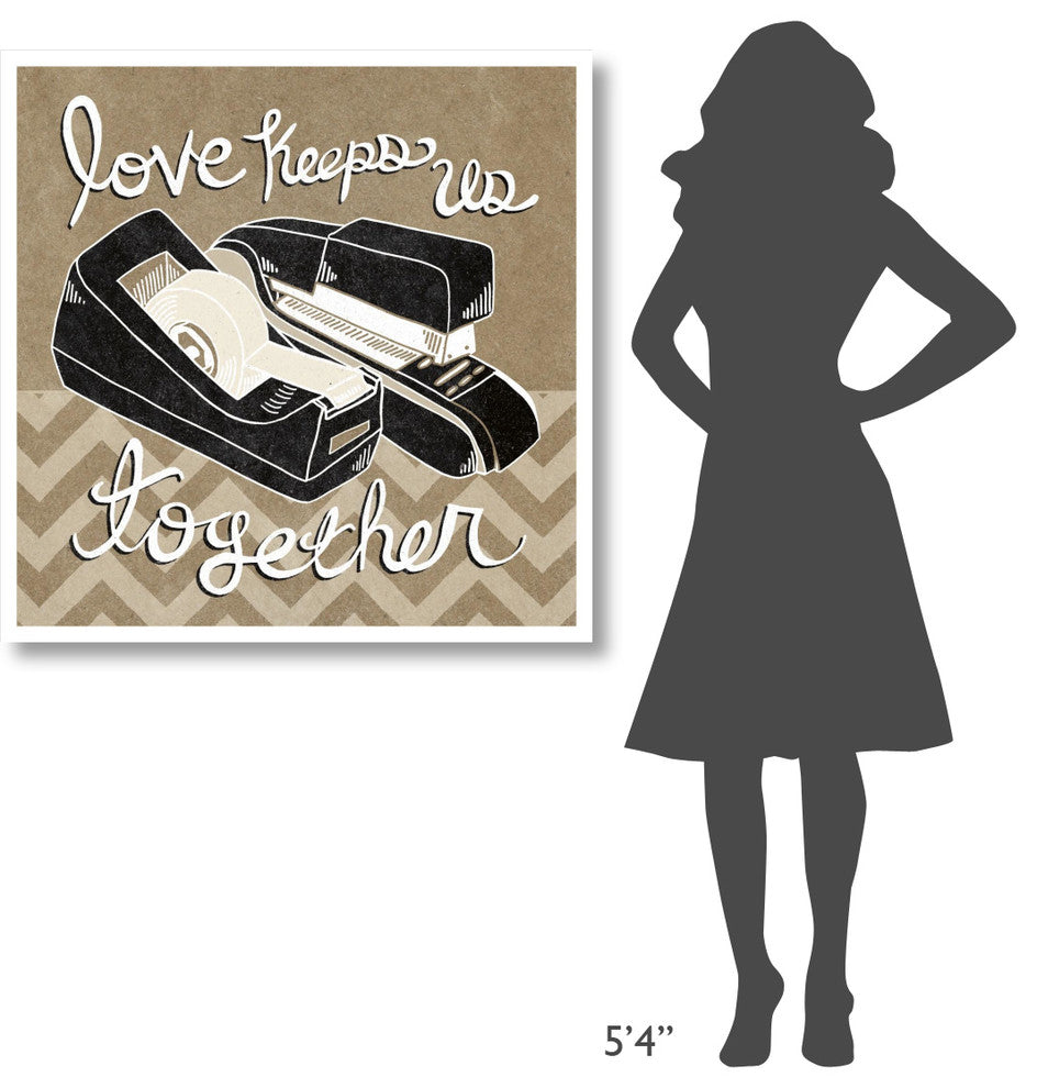 "Love Keeps Us Together Taupe" Digital Paper Print by Mary Urban, 38"x38"
