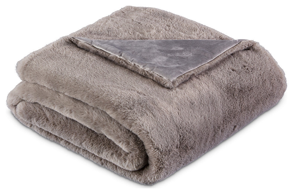 Hopps 54" x 72" Faux-Fur Throw - Platinum Gray