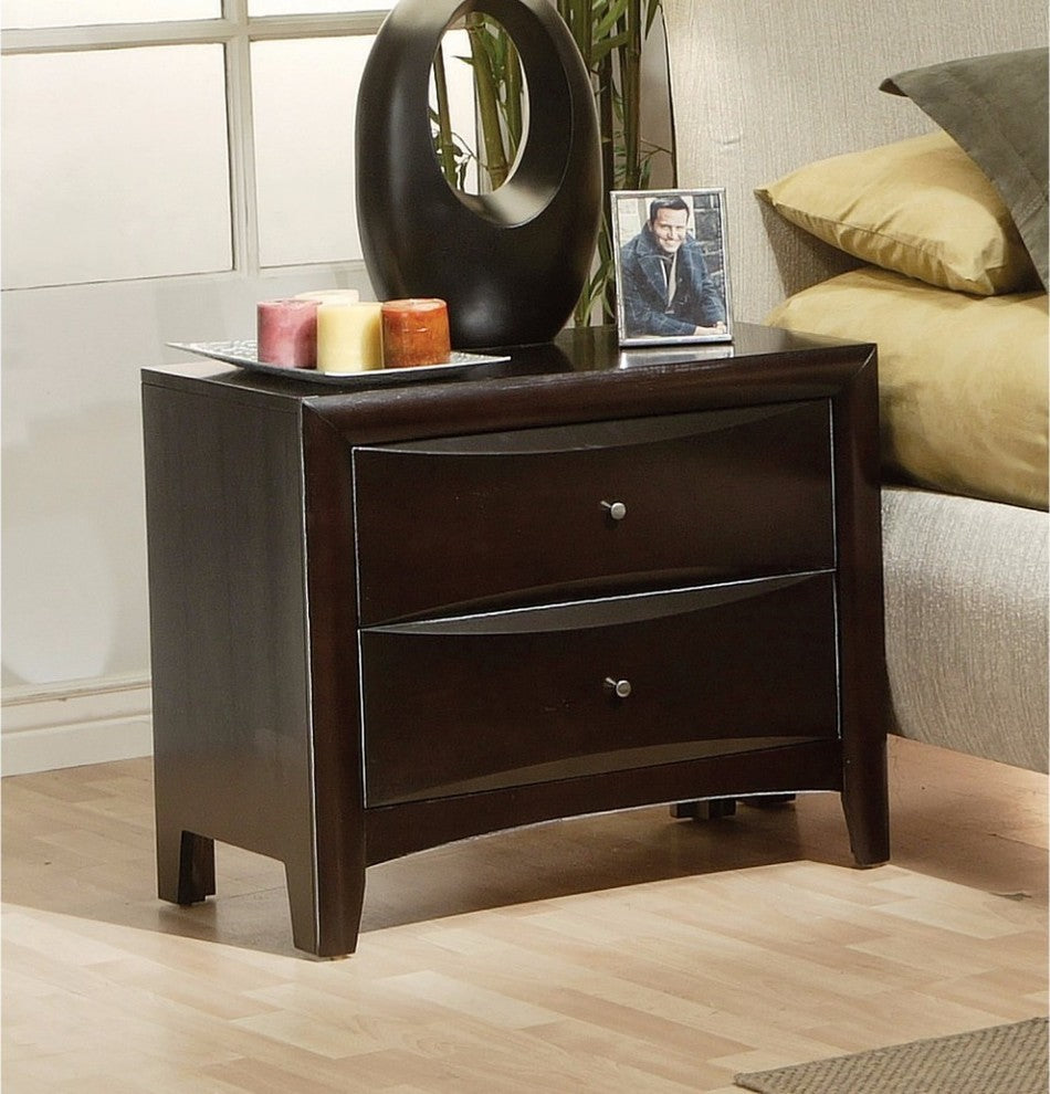 Benzara BM69431 Contemporary Style Spacious 2 Drawer Nightstand, Brown