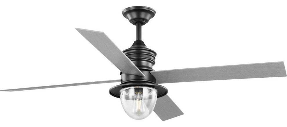 Gillen 56" 4-Blade LED In/Out Blistered Iron Ceiling Fan With Light Kit