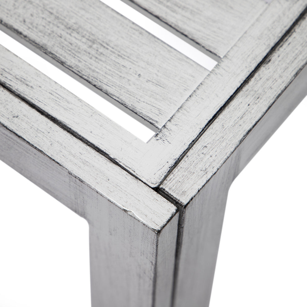 LeisureMod Chelsea Aluminum Weather Resistant Patio Side Table, Weathered Gray