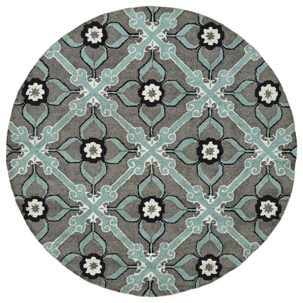 Peranakan Tile Collection Spa 5' x 8' Rectangle Indoor-Outdoor Area Rug