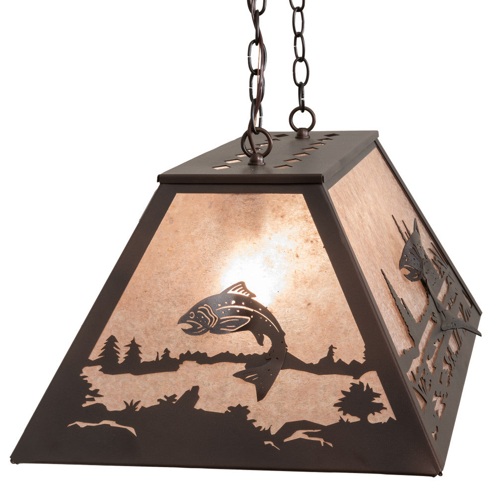 33 Long Leaping Trout Oblong Pendant