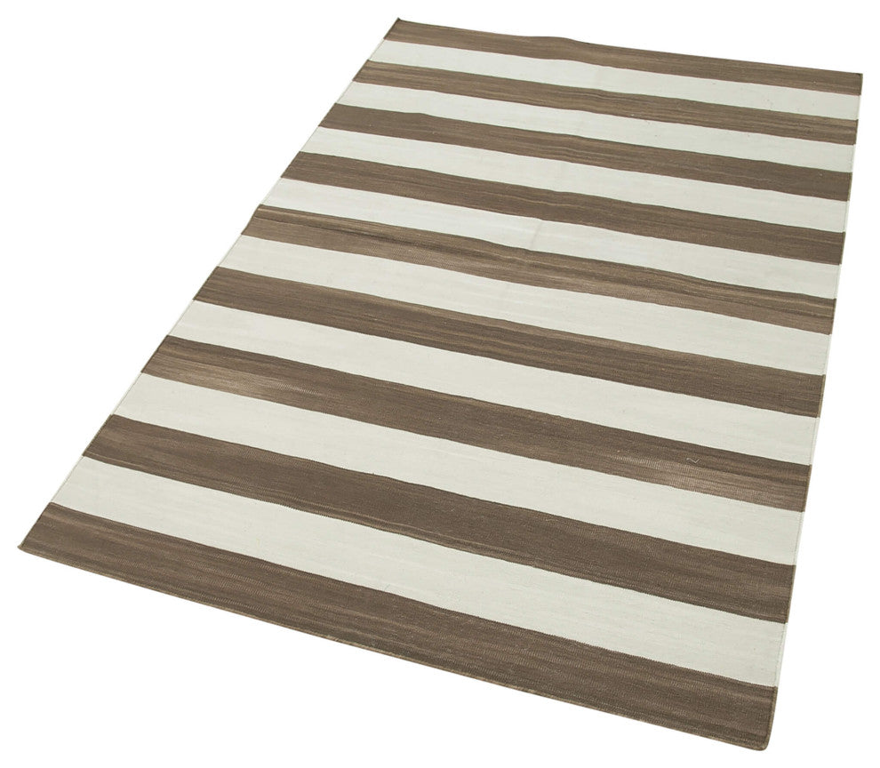 Rug N Carpet - Handmade Wool 3' 6'' x 5' 5'' Geometric Dhurrie Kilim Rug