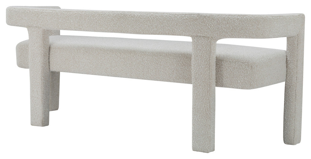Athena Boucle Fabric Upholstered Bench, Cream, Boucle Fabric