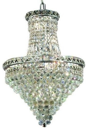 Elegant Tranquil Dining Room Light, Chrome Finish With Royal Cut Crystal