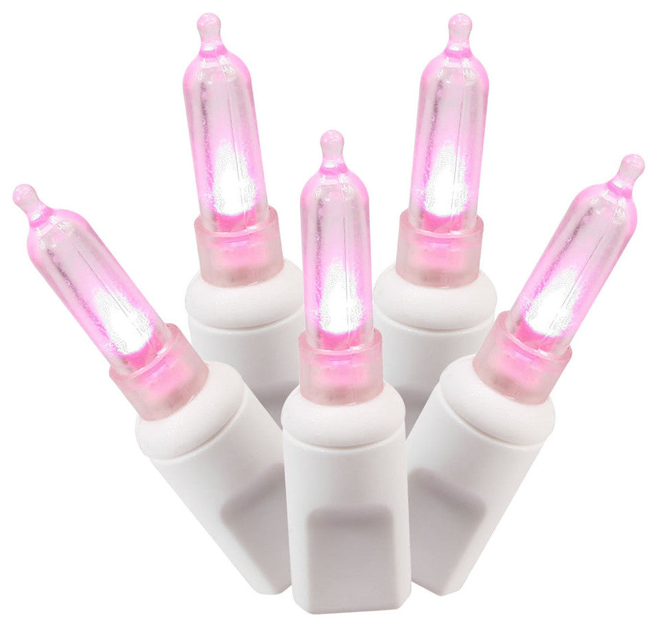 Vickerman X6W7510 50 Pink Italian Led On White Wire, 25' Christmas Light Strand