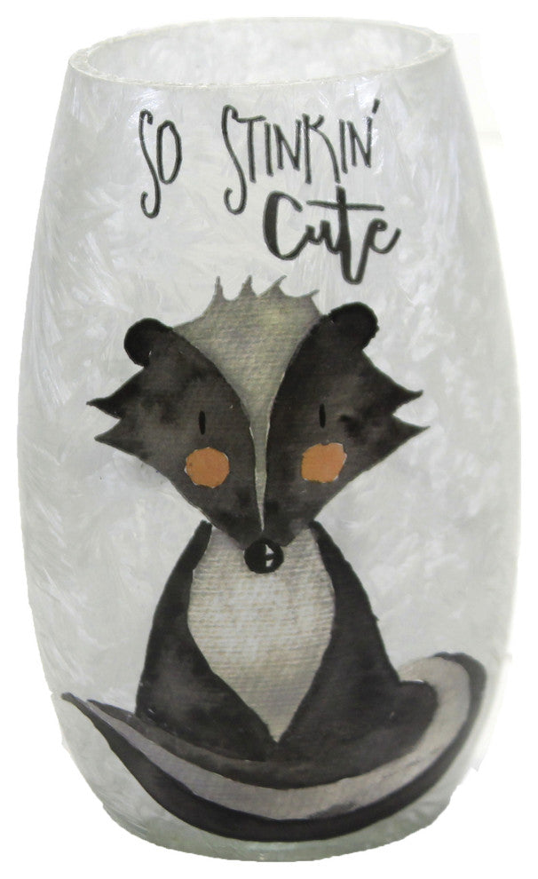 5.00In Cute Animal Pre-Lit Small Vase, Glass, Baby Animals Skr9204 Skunk