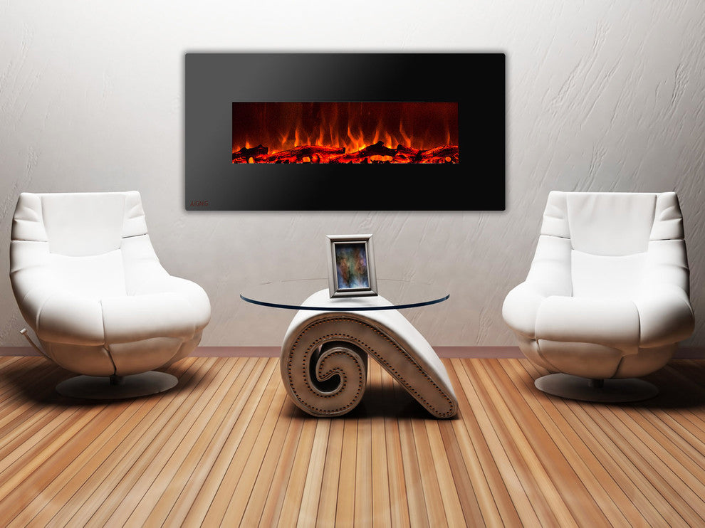 Electric Wall Mounted Fireplace Royal 60 inch with Logs | Ignis