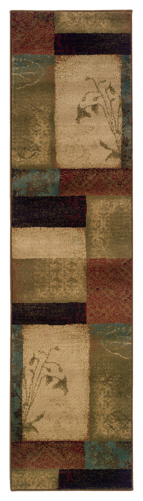 Hudson 040A1 Beige/Green 1'10" x 7'6" Rug