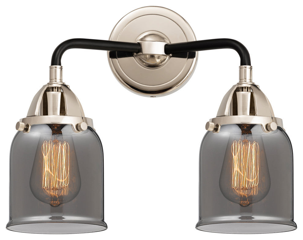 Small Bell Bath Vanity Light, Black Polished Nickel, Plated Smoke, Plated Smoke