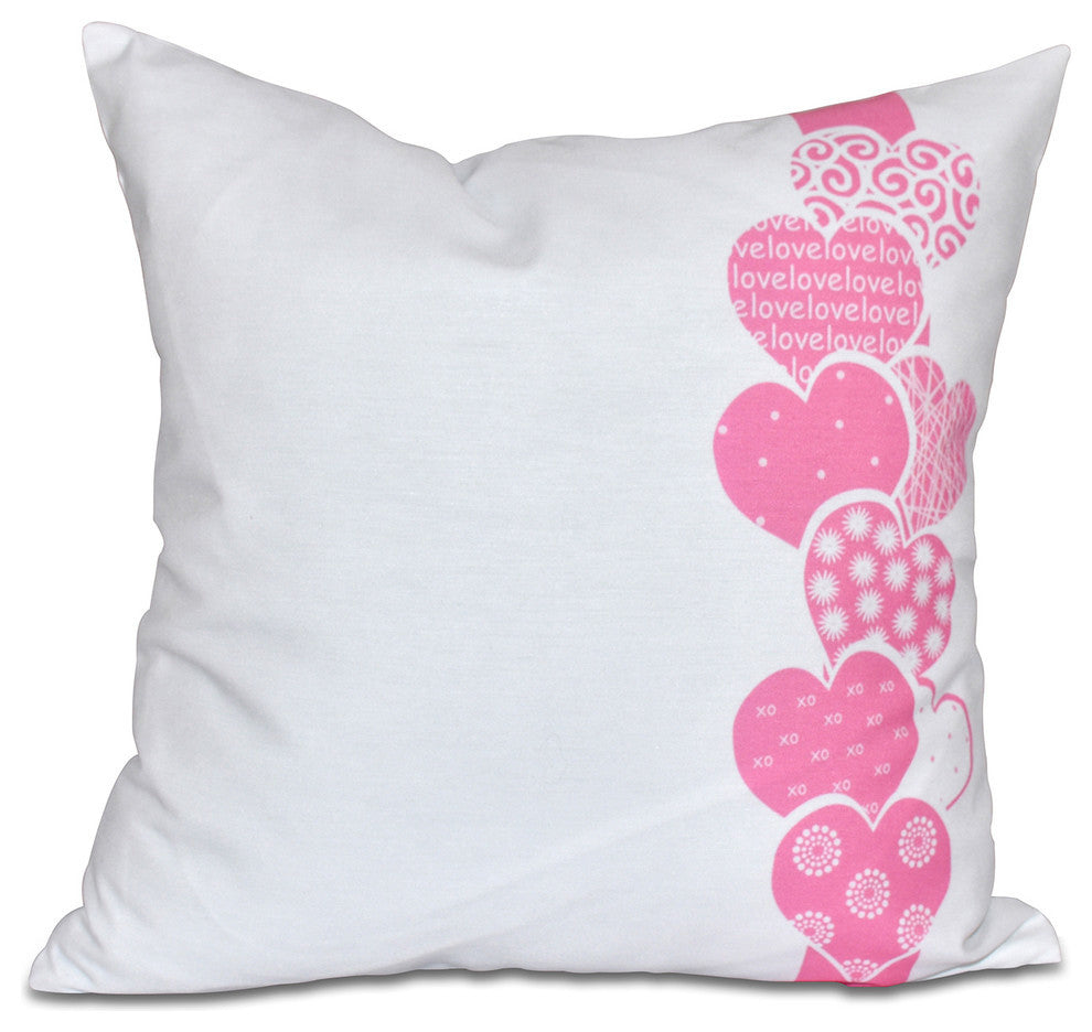 Valentine Print Pillow, Pink, 18"x18"