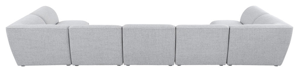Miramar Linen Textured Fabric  7-Piece Modular U-Shaped Sectional, Grey
