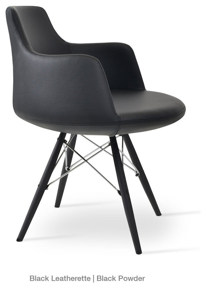 Dervish Mw Chair, Stainless Steel Base, Black Leatherette